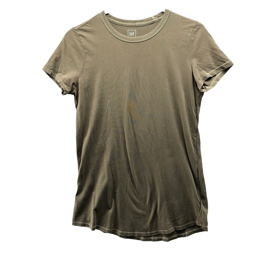 Gap Vintage Wash Tee Shirt Womens S Tall Olive Green Short Sleeve Crewneck